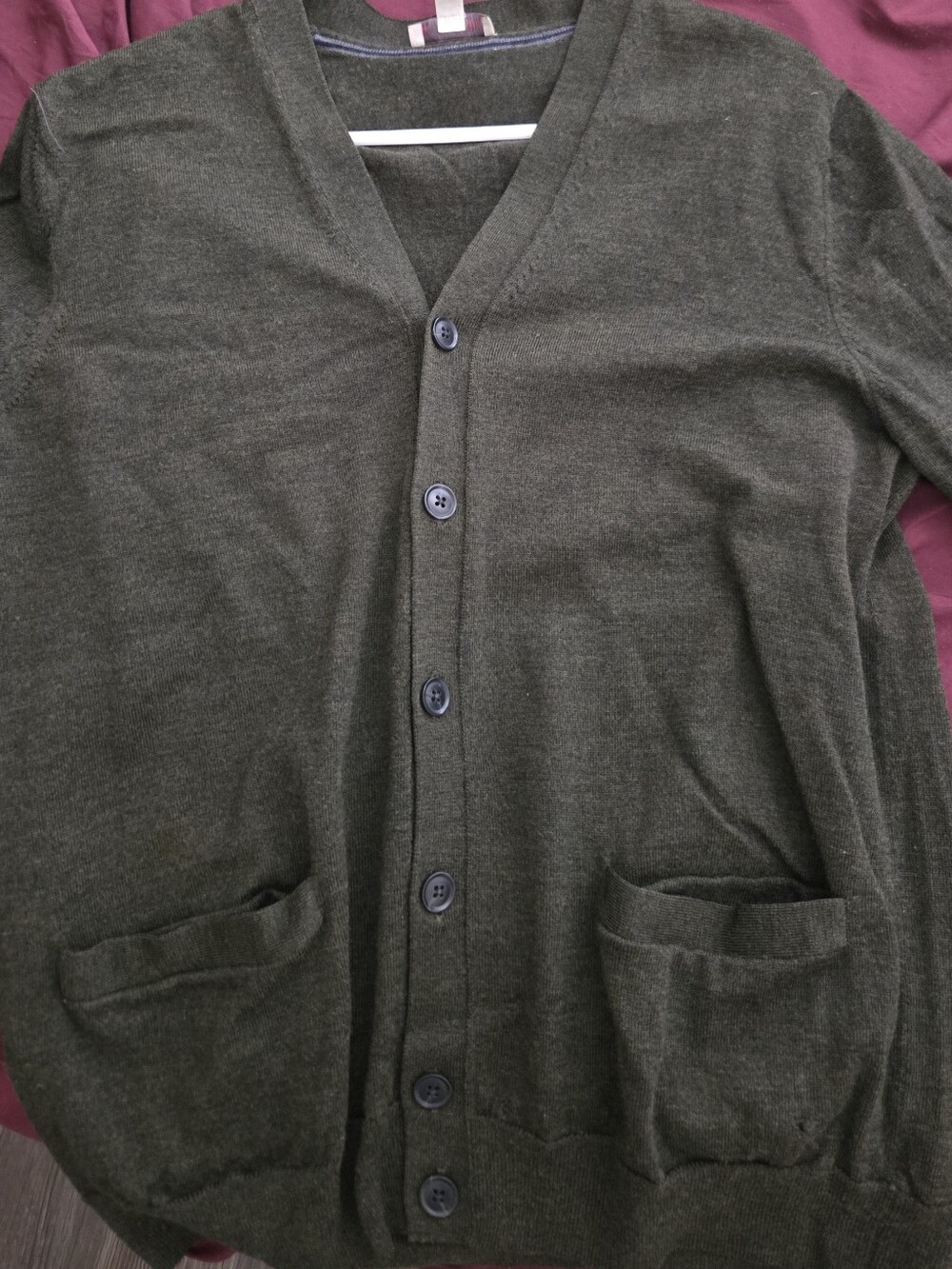 Gap Men's Merino Wool Cardigan Large Dark Green